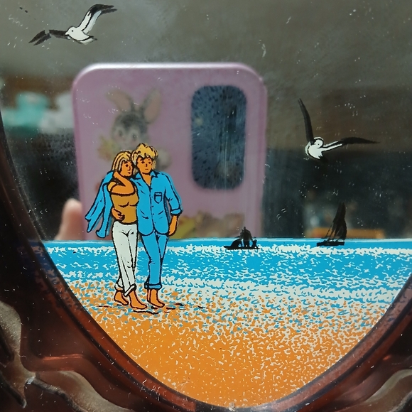 Yap's Vintage Mirror Music Box Beach Scene Blonde Couple You Light Up My Life - Picture 3 of 16